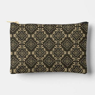 Gold n Brown Geometric Pattern / Indian Print  Accessory Pouch