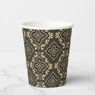 Gold n Brown Geometric Pattern / Indian Print Paper Cups