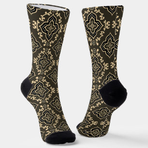 Gold n Brown Geometric Pattern / Indian Print Socks