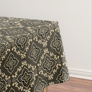 Gold n Brown Geometric Pattern / Indian Print Tablecloth
