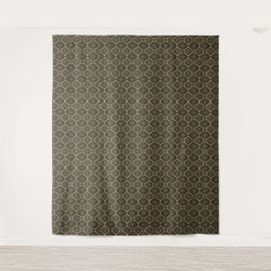 Gold n Brown Geometric Pattern / Indian Print Tapestry