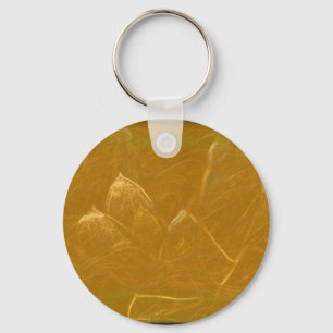 Gold n Copper Sheet :  Lotus Engraved Design Key Ring
