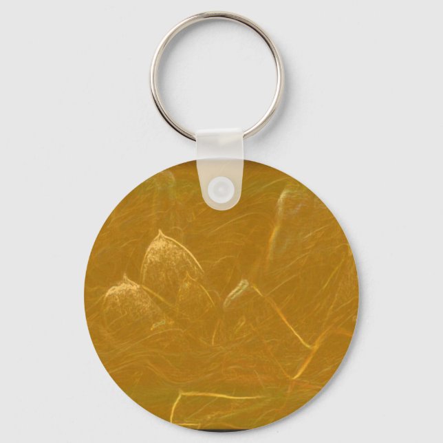 Gold n Copper Sheet :  Lotus Engraved Design Key Ring (Front)