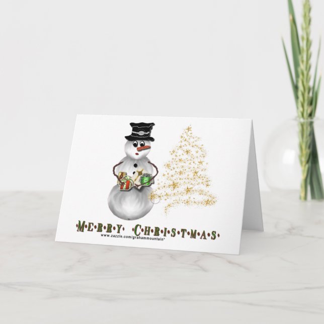 Gold N Glitter Snowman Card (Front)