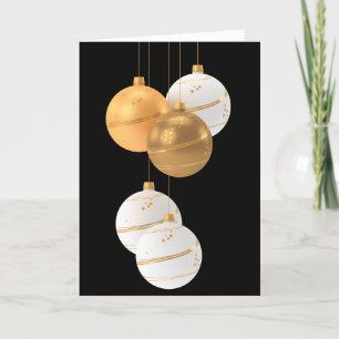 GOLD n WHITE ORNAMENTS CHRISTMAS CARD FOR ANYONE