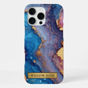 Gold Name Abstract Modern Blue Purple Pink Chic iPhone 16 Pro Max Case
