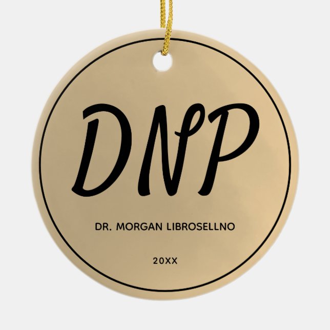 Gold Name DNP Graduation Ceramic Tree Decoration (Front)