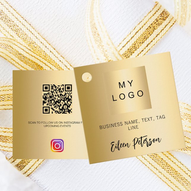 Gold name logo QR Instagram code hang tag (Creator Uploaded)
