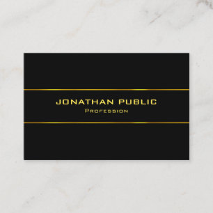 Gold Name Text Modern Elegant Black Template Business Card