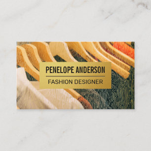 Gold Natural Wood Grains Hanging Clothes Business Card