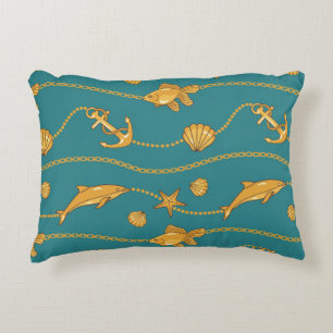 Gold Nautical Pattern Decorative Cushion