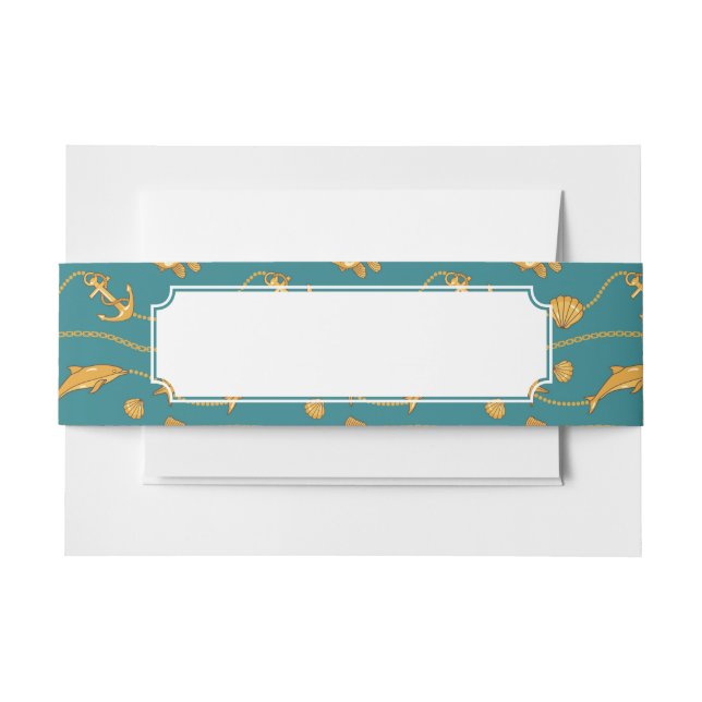 Gold Nautical Pattern Invitation Belly Band (Front Example)
