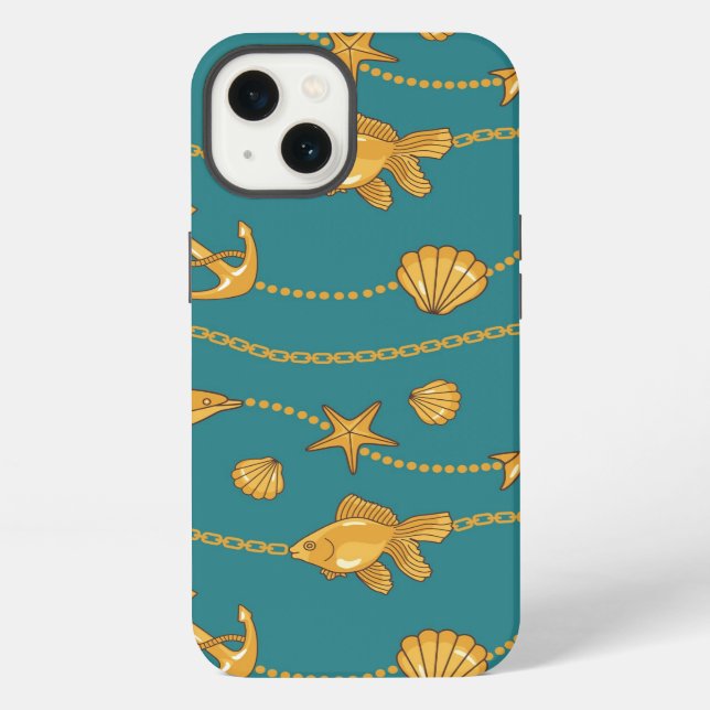 Gold Nautical Pattern iPhone Case (Back)