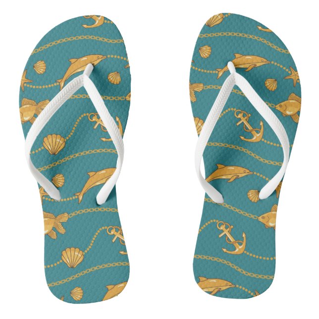 Gold Nautical Pattern Jandals (Footbed)
