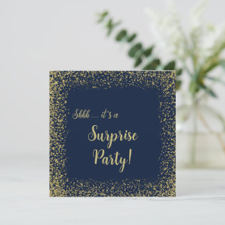 Gold & Navy | 18th Surprise Birthday Party Invitat Invitation