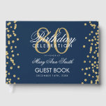 Gold Navy 80th Birthday Party Glitter Confetti Guest Book<br><div class="desc">Elegant 80th Birthday Party Gold Glitter Confetti Navy Blue template.</div>