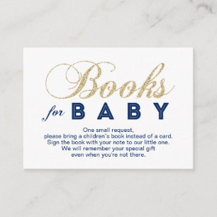 Gold & Navy Baby Shower Bring a Book Card