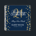 Gold Navy Blue 21st Birthday Guest Book Confetti<br><div class="desc">An elegant 21st Birthday Party Guest Book template with Gold Glitter Confetti on Navy Blue design and easy to customise text.</div>