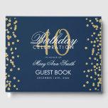 Gold Navy Blue 40th Birthday Party Confetti Guest Book<br><div class="desc">Elegant 40th Birthday Party Gold Glitter Confetti Navy Blue template.</div>