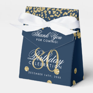Gold Navy Blue 80th Birthday Thank You Confetti Favour Box