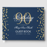 Gold Navy Blue 90th Birthday Glitter Confetti Guest Book<br><div class="desc">Elegant 90th Birthday Party Gold Glitter Confetti Navy Blue template.</div>