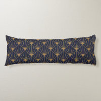 Gold Navy Blue Art Deco Fan Pattern
