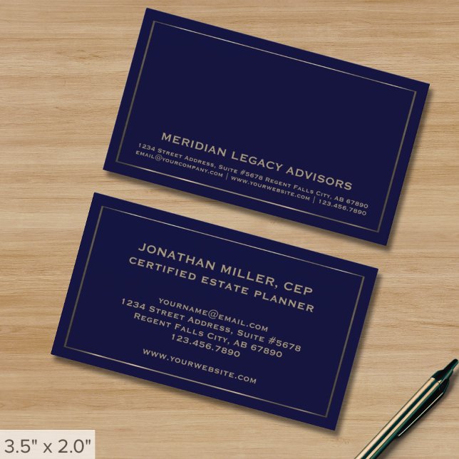 Gold Navy Blue Elegant Modern Professional Business Card (Creator Uploaded)
