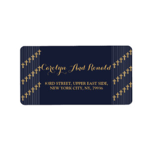 Gold navy blue elegant typography label