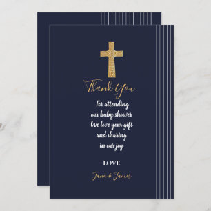 Gold navy blue elegant typography thank you invitation