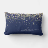 Gold Navy Blue Girly Glitter Sparkle Monogram Name