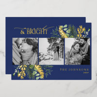 Gold Navy Blue Married & Bright Black White Photo