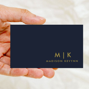 Gold Navy Blue Minimalist Modern Professional Business Card