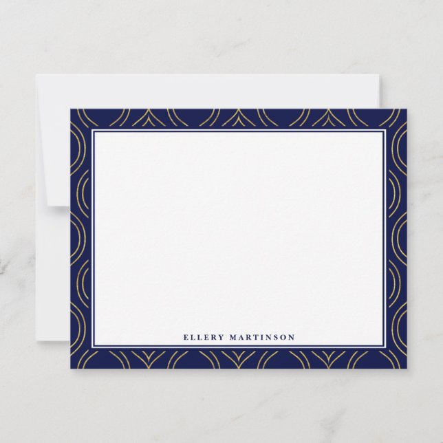 Gold & Navy Blue Pattern  Card (Front)