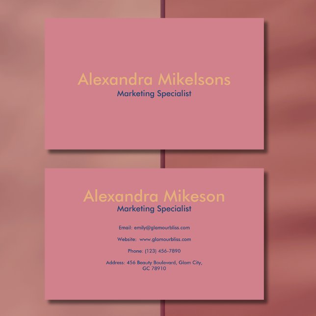 Gold Navy Blue Pink Minimalist Modern Professional Business Card (Creator Uploaded)