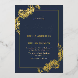 Gold Navy Blue Vintage Frame Wedding Real