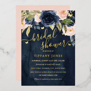 Gold Navy Blush Butterfly Floral Bridal Shower