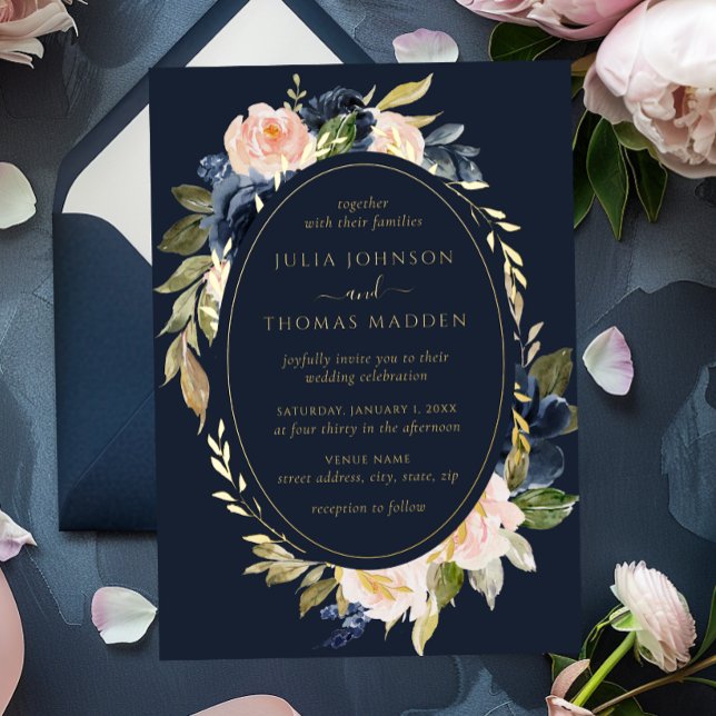 Gold Navy Blush Wedding Floral Foliage  (Creator Uploaded)