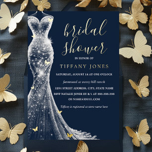 Gold Navy Butterfly Dress Bridal Shower 