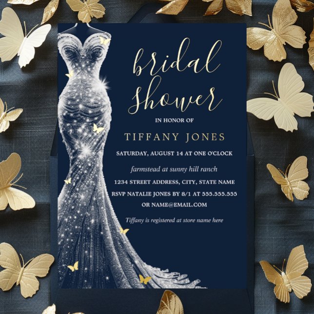 Gold Navy Butterfly Dress Bridal Shower  (Creator Uploaded)