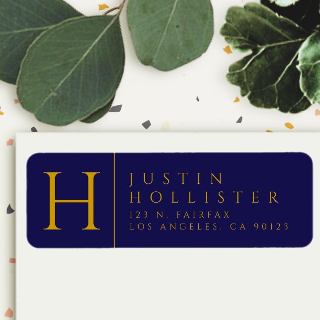 Gold & Navy | Classy Return Address Label (Creator Uploaded)