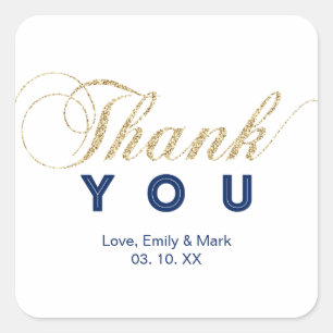 Gold & Navy   Custom Party Thank You Sticker