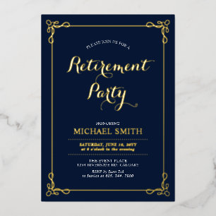 Gold & Navy   Elegant Classy Retirement Party