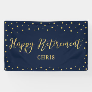 Gold & Navy   Happy Retirement Party Banner