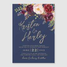 Gold Navy Marsala Wedding Invitation Lucy