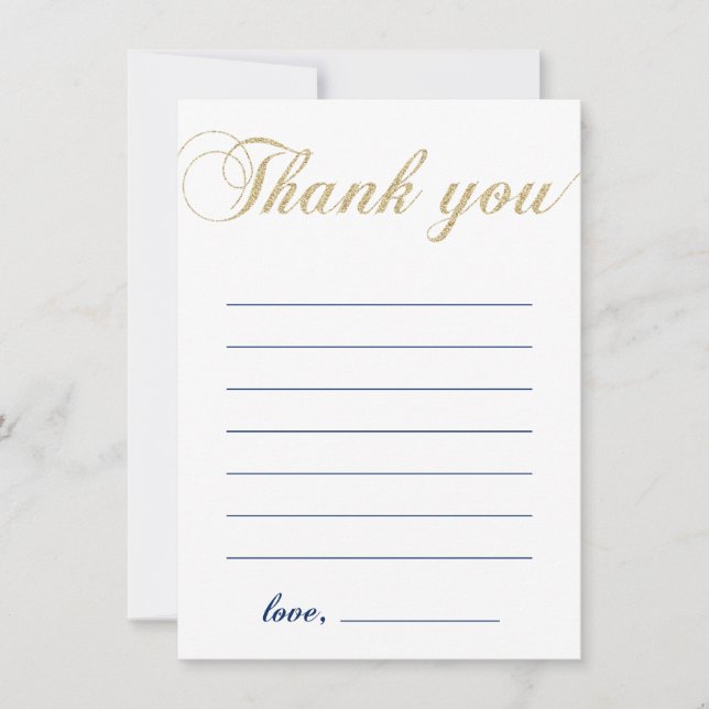 Gold & Navy | Modern Boy Party Thank You Note (Front)