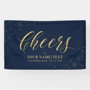 Gold & Navy Modern Cheers All Occasions Party Banner