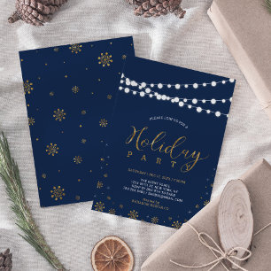 Gold & Navy Modern Corporate Holiday Party Invitation