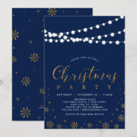 Gold & Navy | Modern Snowflakes Christmas Party
