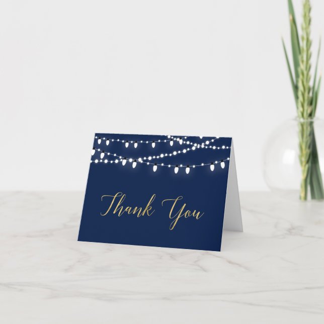 Gold & Navy | Party Thank You Greeting Note Card (Front)