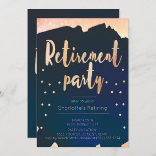 Gold & Navy Retirement Party Invitations